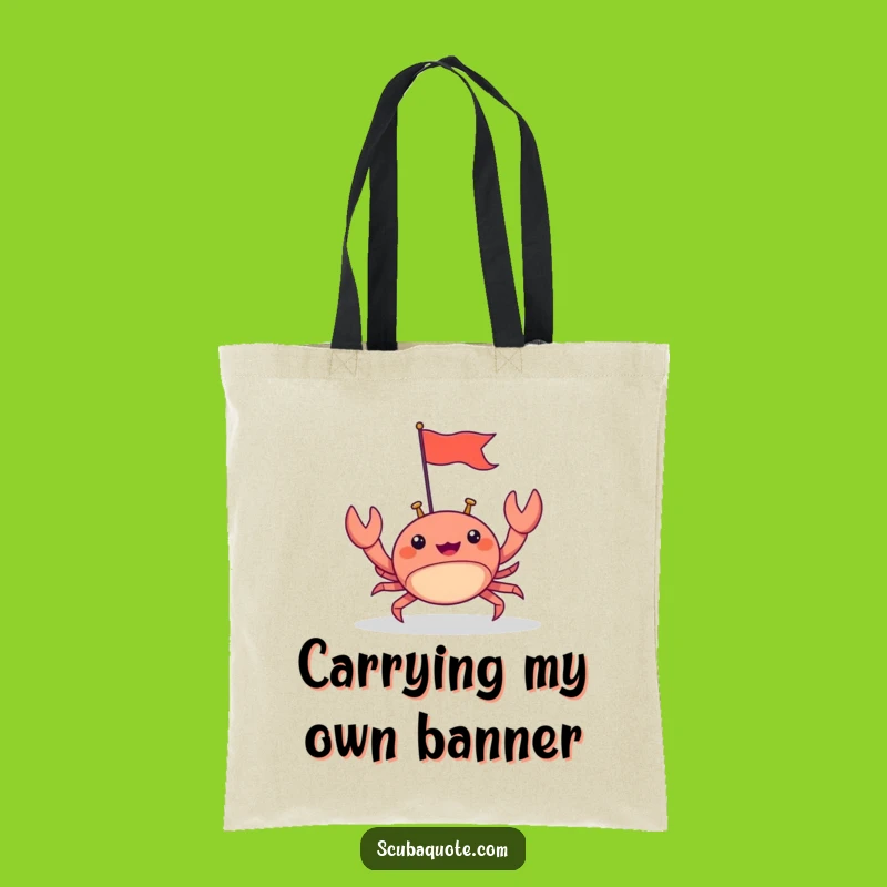 Funny Happy Crab Flag Tote Bag: Carry Your Essentials with Beachy Cheer