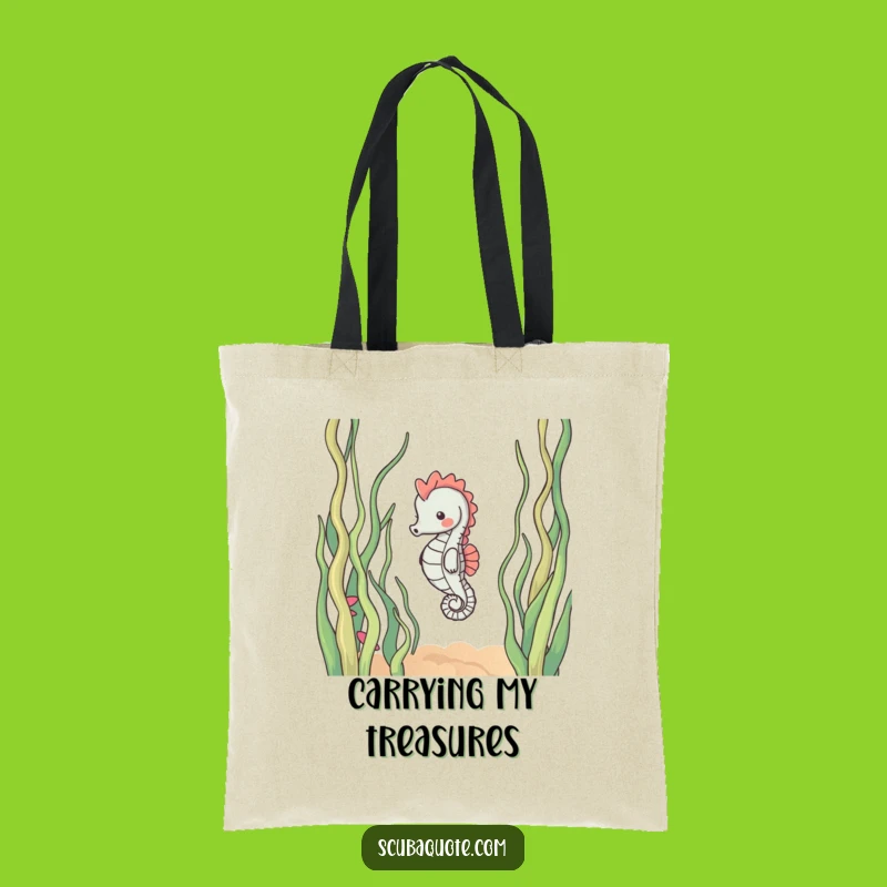 Funny Content Seahorse Tote Bag - Whimsical Ocean Carry-All