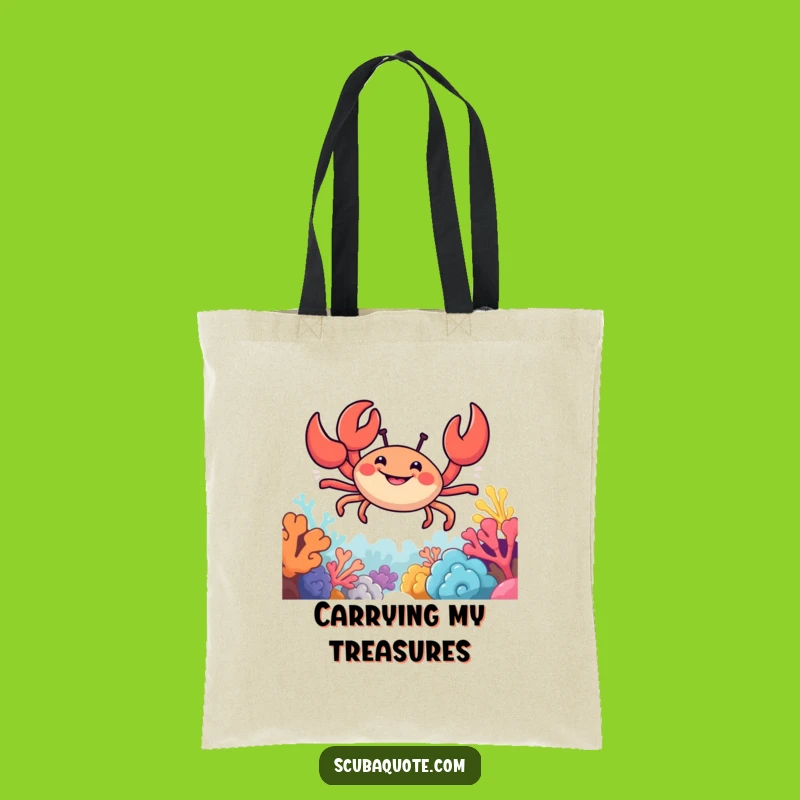 Funny Crab Reef Tote Bag: Smiling Navigator's Coastal Carry-All