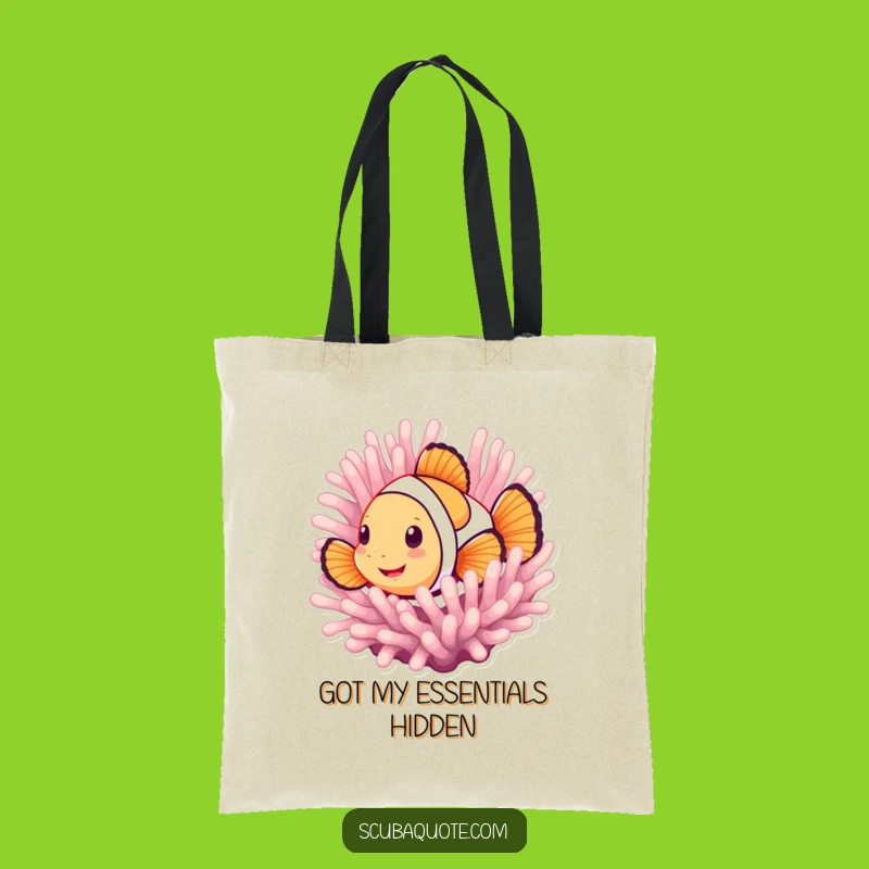 Funny Smiling Clownfish Tote Bag - Durable Peek-a-Boo Ocean Bag, Perfect Humorous Gift