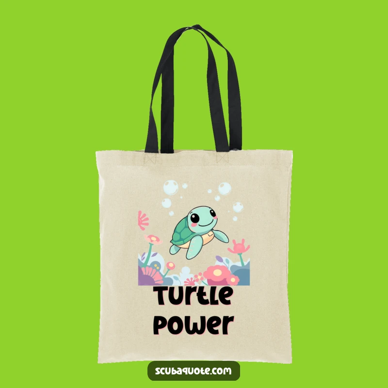 Funny Sea Turtle Tote Bag: Cheerful Swimmer's Aquatic Essential Carrier